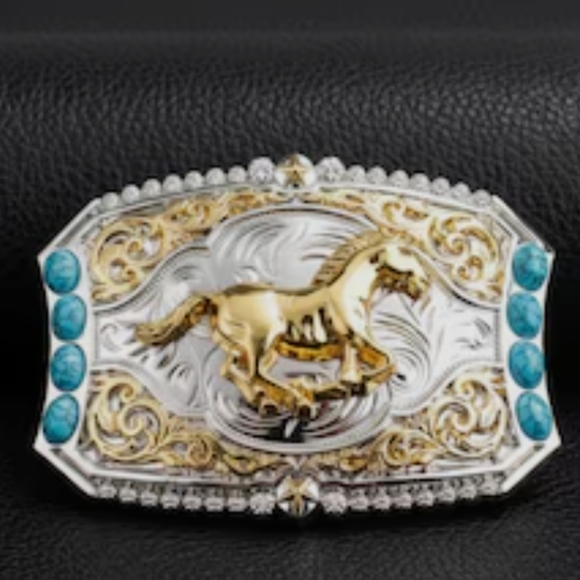 Western Longhorn Steer Bull Or Horse turquoise Silver Belt Buckle See  Choices - Picture 3 of 11